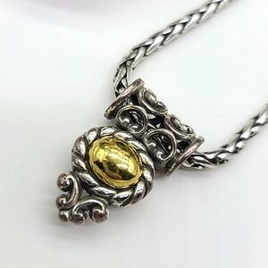 Brighton MOONGLOW Reversible Swarovski Glass Pearl & Brushed Gold Pendant Neck!